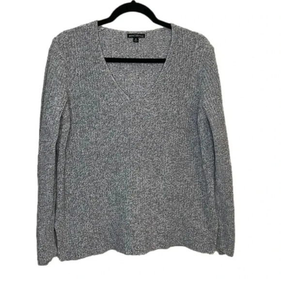J. Crew Mercantile Heathered Gray V Neck Sweater Size M - Picture 2 of 7